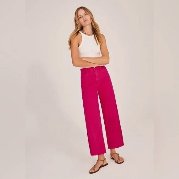 Favorite Daughter Mischa Wide Leg Ankle Jeans Womens 30 Pink Peacock High Rise